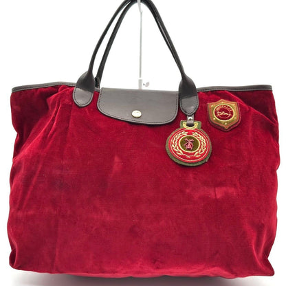 Rare Longchamp Velvet Tote Bag Bordeaux A4 Compatible 5aGood condition