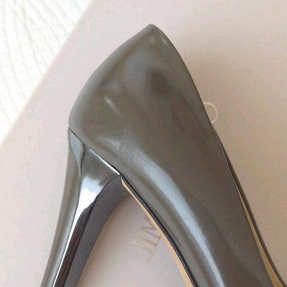 Jimmy Choo Enamel Pumps Sandals Women 34.5/US4.5 Gray WithBox Metal Heel