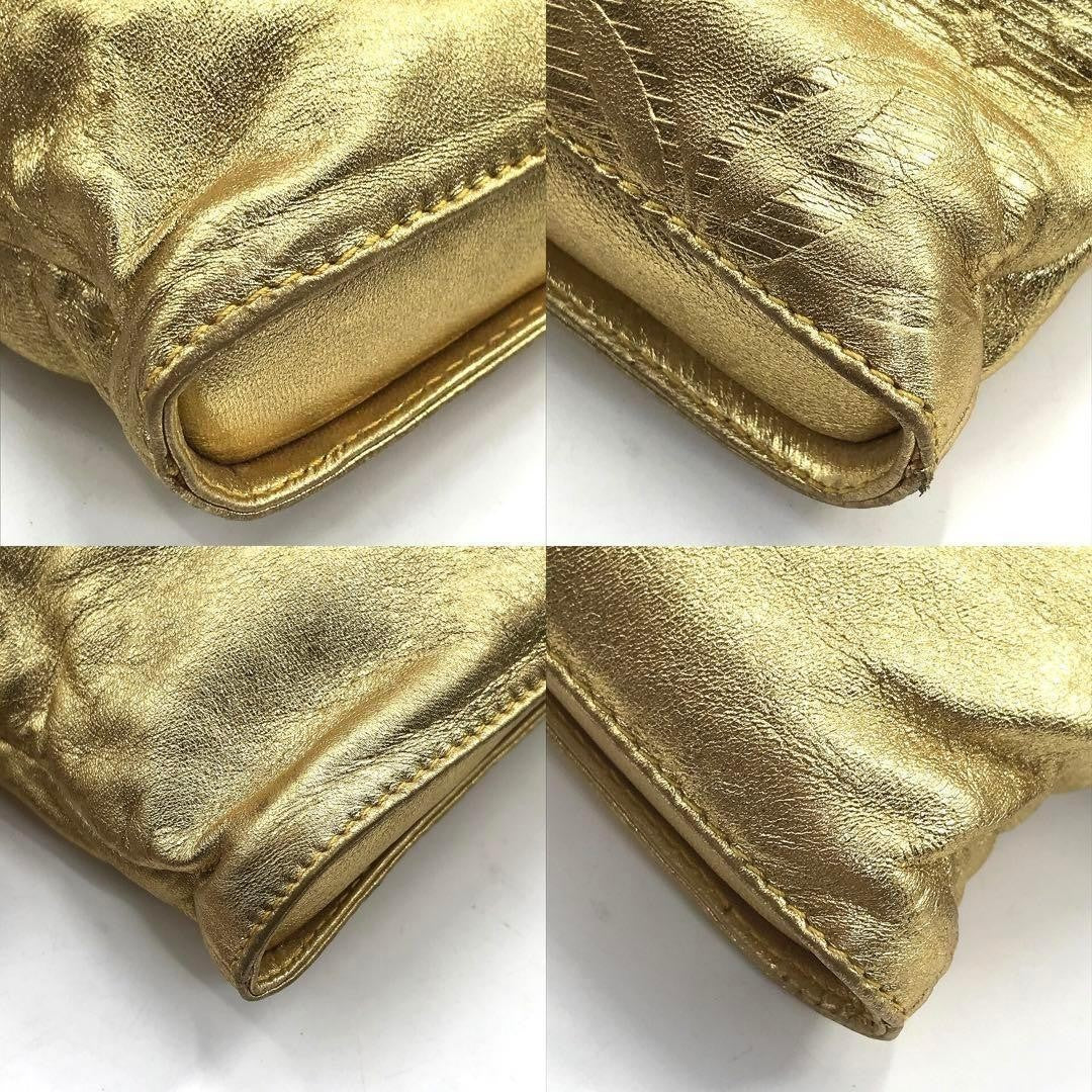 Authenticated LOEWE Nappa Flamenco Tassel Crossbody Gold Leather Bag Good