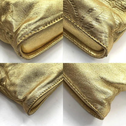 Authenticated LOEWE Nappa Flamenco Tassel Crossbody Gold Leather Bag Good