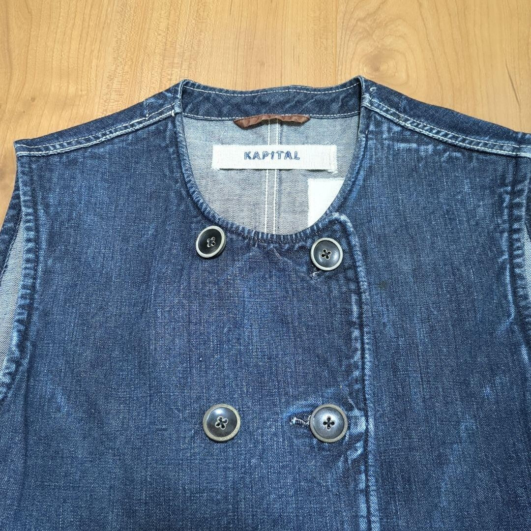 KAPITAL Denim double button Vest Cotton100% Used Excellent+ Vintage Japan