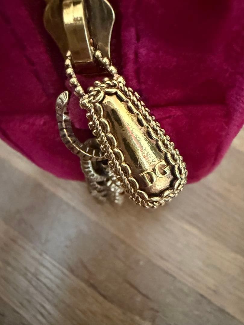 Dolce & Gabbana Devotion Shoulder Bag in Red Velvet Heart Logo Bijou Women's