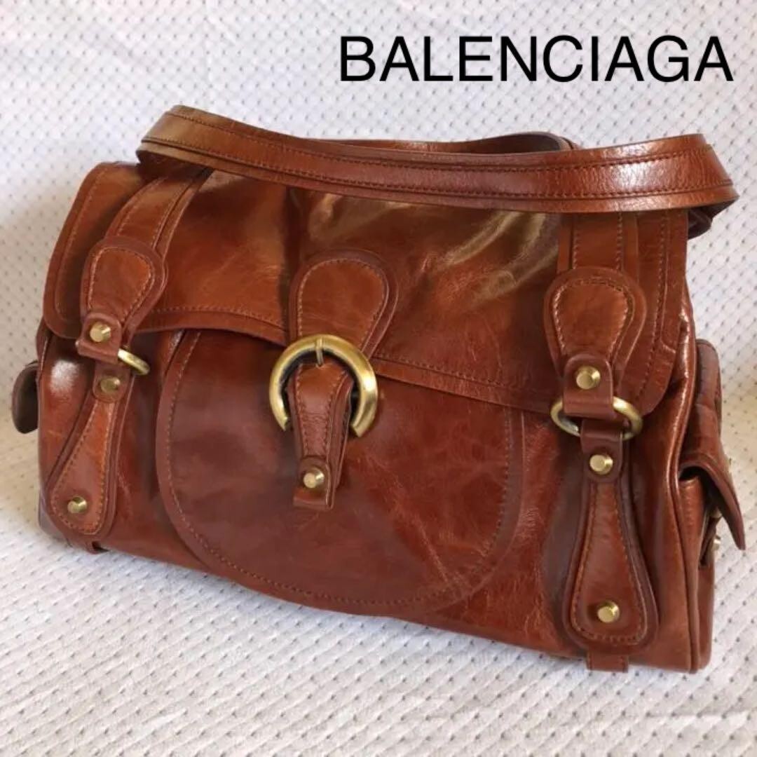 Authentic BALENCIAGA Handbag Leather Brown Women's Used Vintage from Japan JP