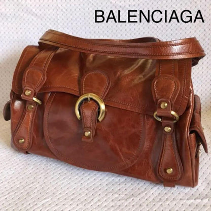 Authentic BALENCIAGA Handbag Leather Brown Women's Used Vintage from Japan JP