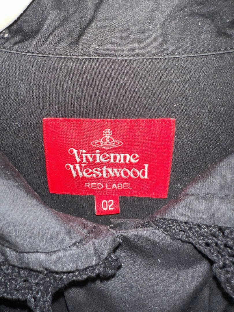 Vivienne Westwood RED LABEL Black Shirt Size 02 Lace Collar Fashion Top