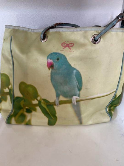 ANYA HINDMARCH Animal Bird Printed Tote Bag Handbag Green JAPAN