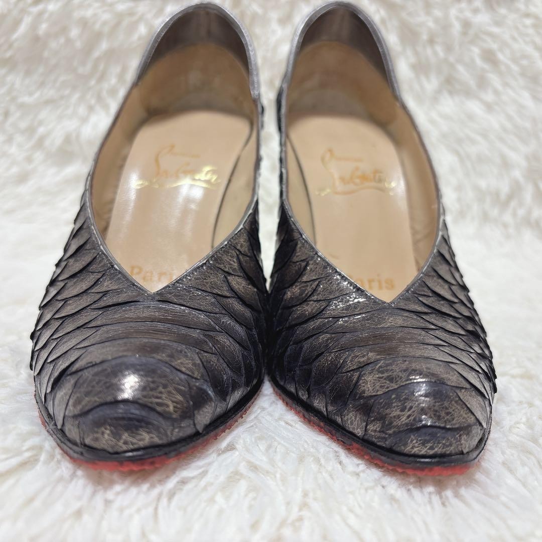 Rare Christian Louboutin Python Metallic Pumps Size 36 US 6 Red Sole Heels
