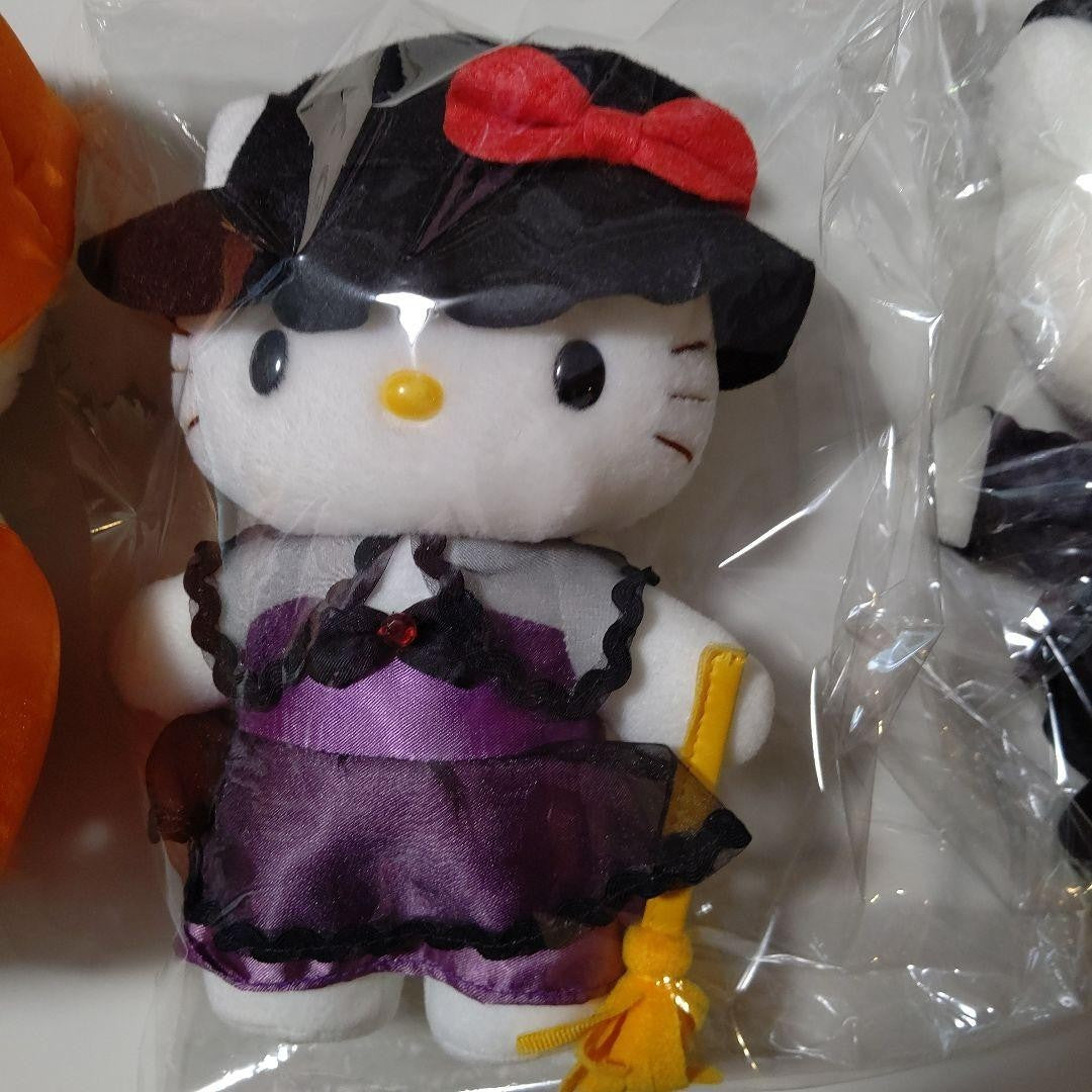 Used Hello Kitty Halloween Plush Set Pumpkin, Witch & Sorcerer Plushies
