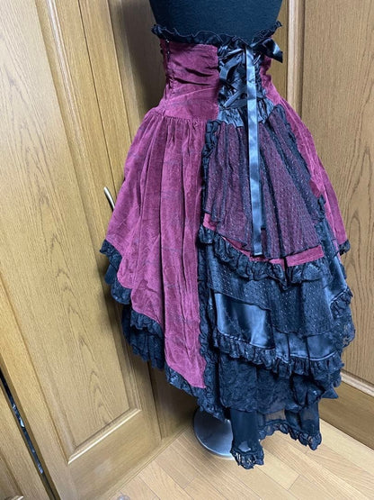h.Naoto Frill Velveteen Fishtail Skirt Gothic Lolita Japanese One Size Pre-Owned
