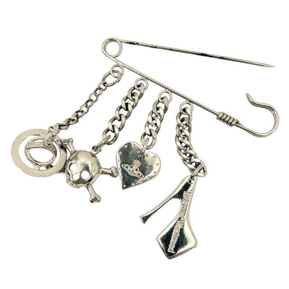 VIVIENNE WESTWOOD Silver Orb Safety Pin Brooch Rare Designer Charm