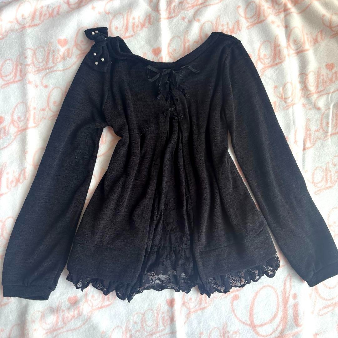 Tralala Woman FreeSize Lizlisa Black Ribbon Tops Back Cachecoeur Stylish Clothin