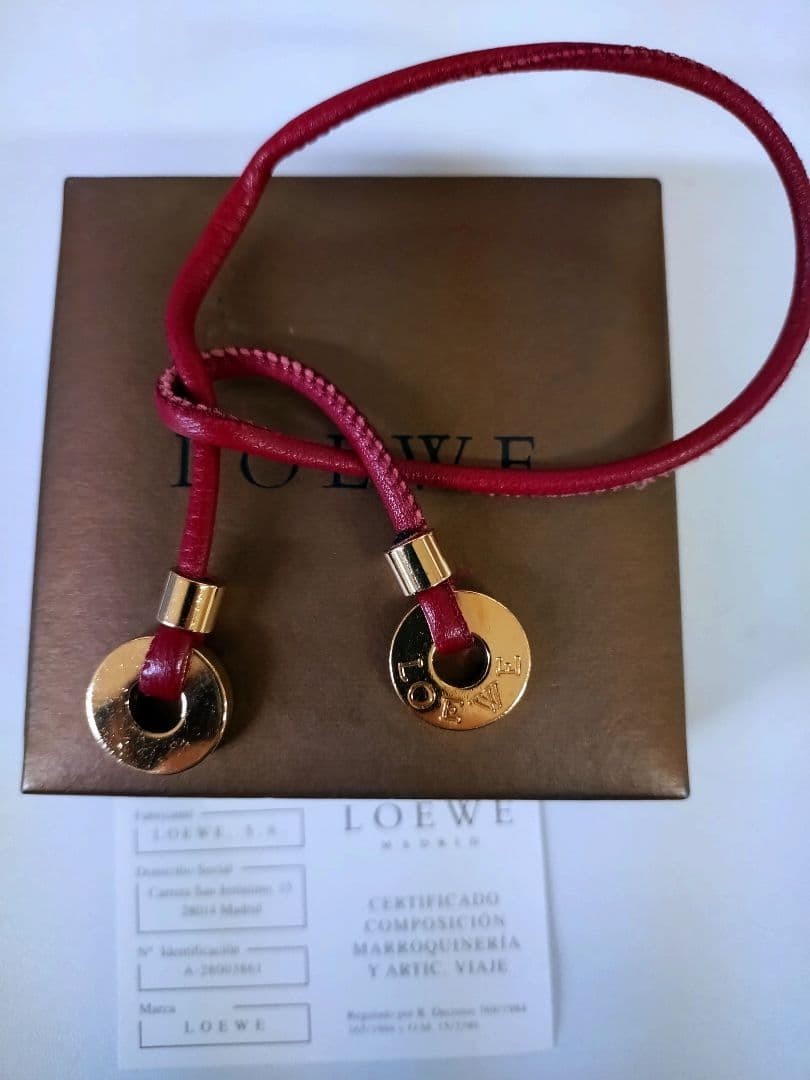 Loewe Women Accessory Red Leather Bracelet Limited Edition VHTF Elegant Style So