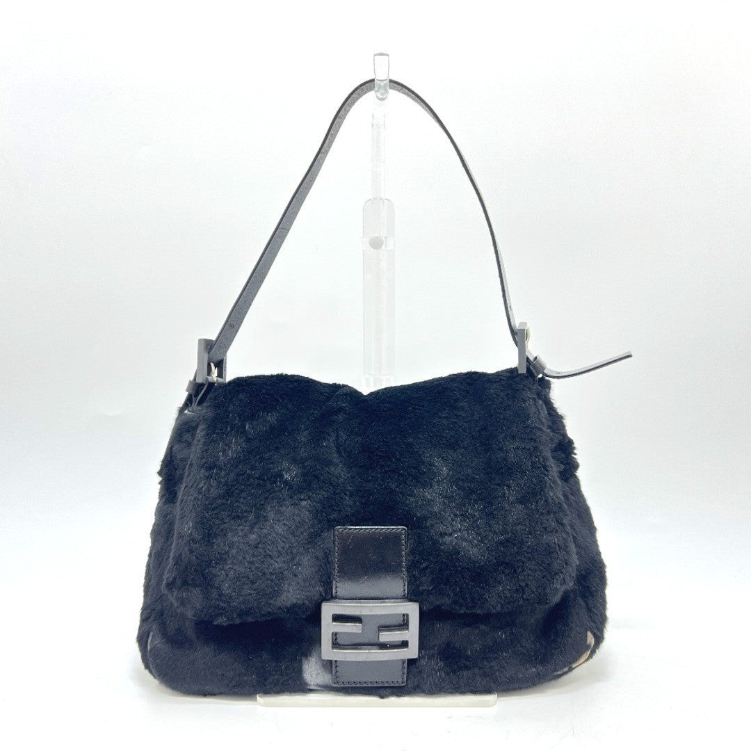FENDI Mamma Baguette Shoulder Hand Bag Fur Leather Authentic Ml