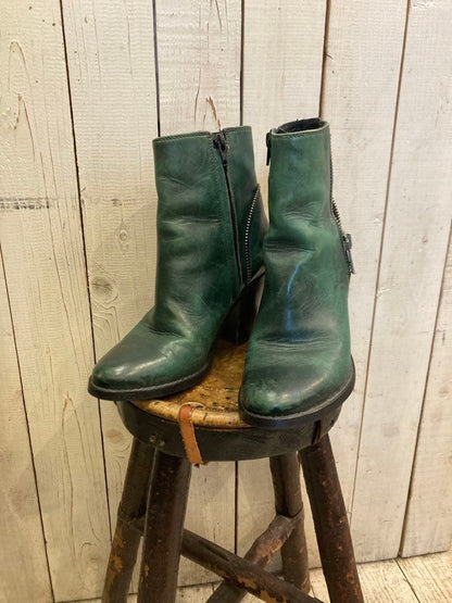 Diesel Women 7.0US Genuine Leather Boots Green 38 Luxury Modern Sleek Italian