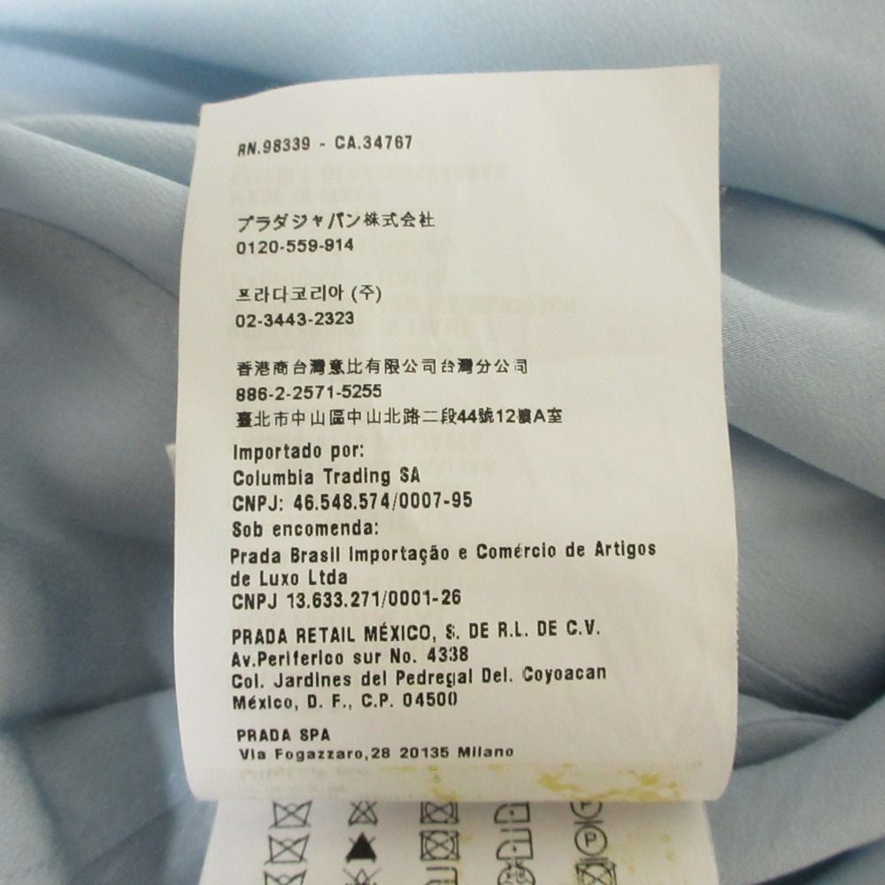 MIUMIU Used 100% silk short sleeve mini dress one piece 38 light blue womens br