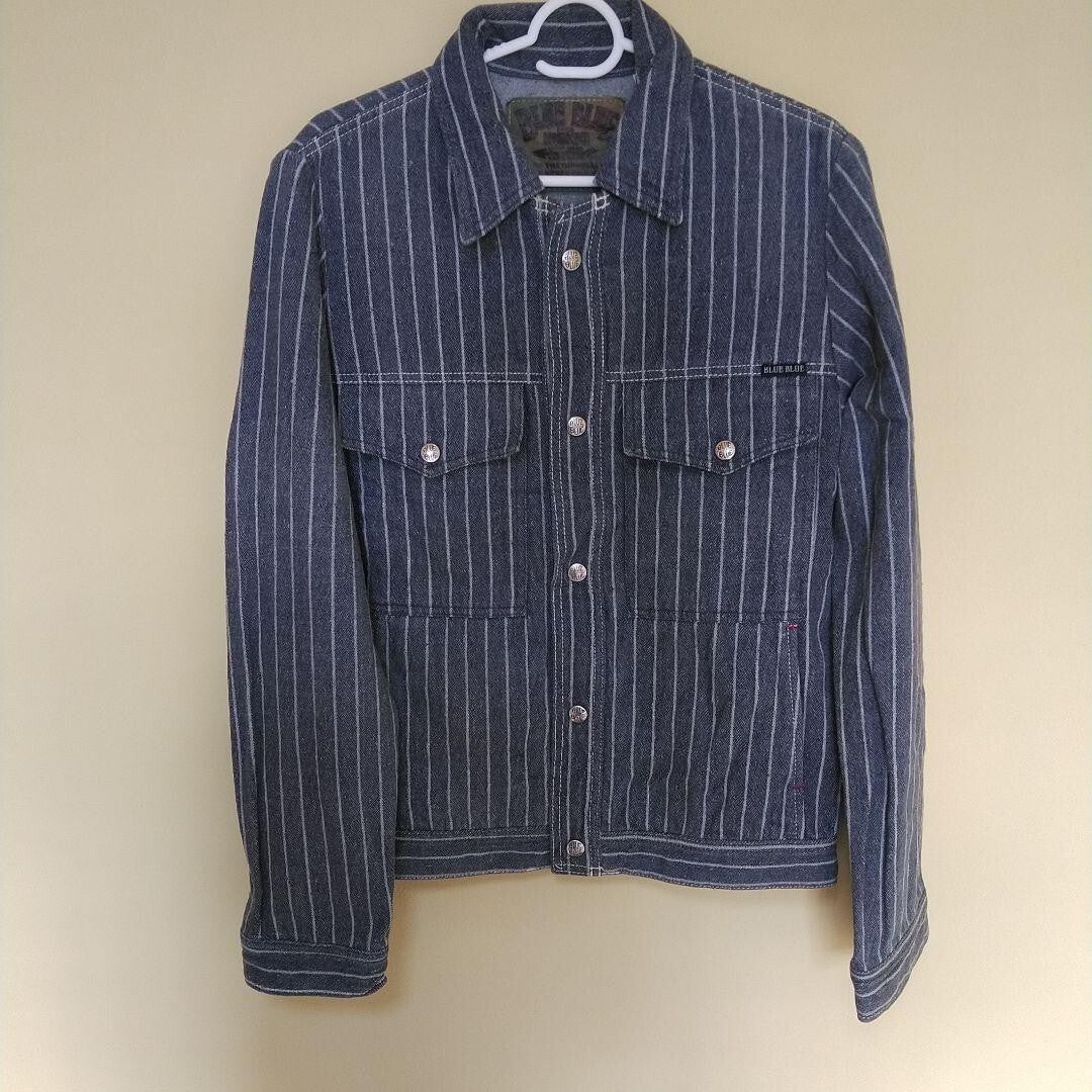 Rare BLUE BLUE Striped Denim Jacket - Japan Size L