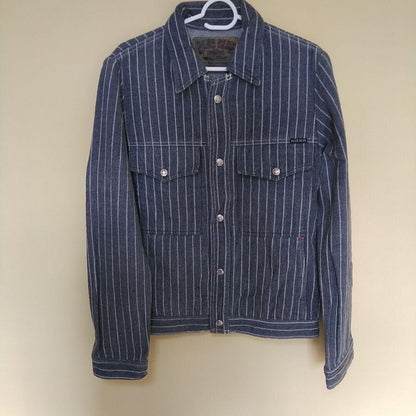 Rare BLUE BLUE Striped Denim Jacket - Japan Size L