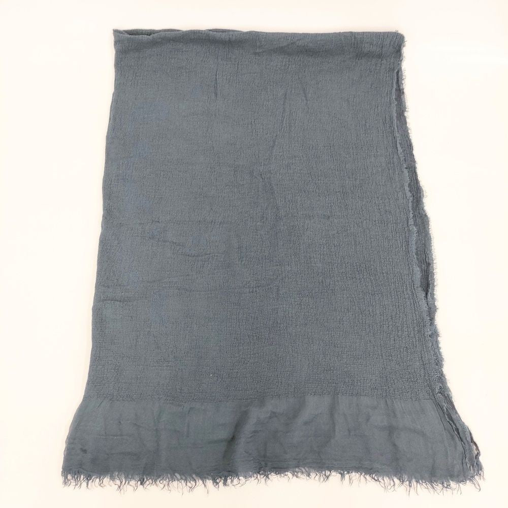 Faliero Sarti Italian rayon silk large fringe scarf stole Navy 5-0723M◎