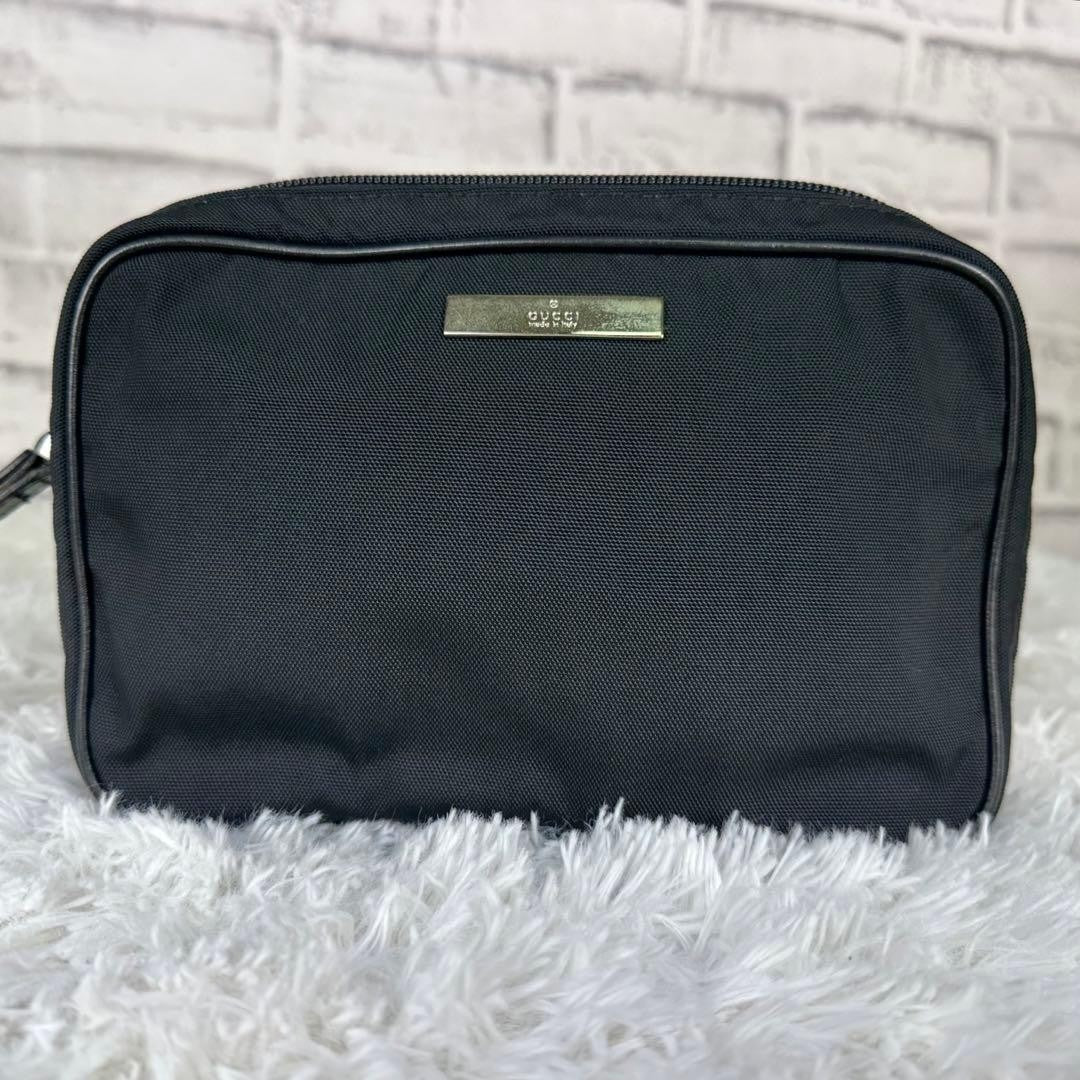 GUCCI Vintage Tom Ford Era Black Canvas Makeup Pouch Unisex Rare Authentic