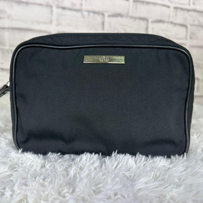 GUCCI Vintage Tom Ford Era Black Canvas Makeup Pouch Unisex Rare Authentic