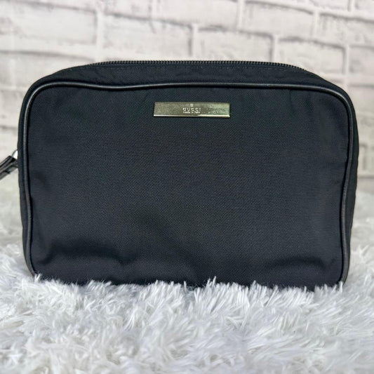 GUCCI Vintage Tom Ford Era Black Canvas Makeup Pouch Unisex Rare Authentic