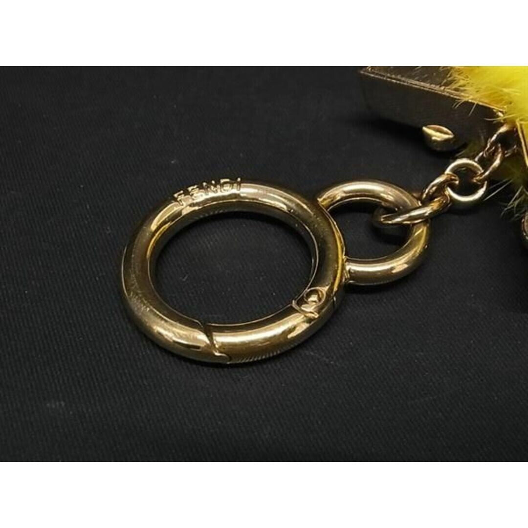 Auth FENDI Bag Bugs Monster Fur Yellow Bag Charm Keychain Key Ring Ladies Men's