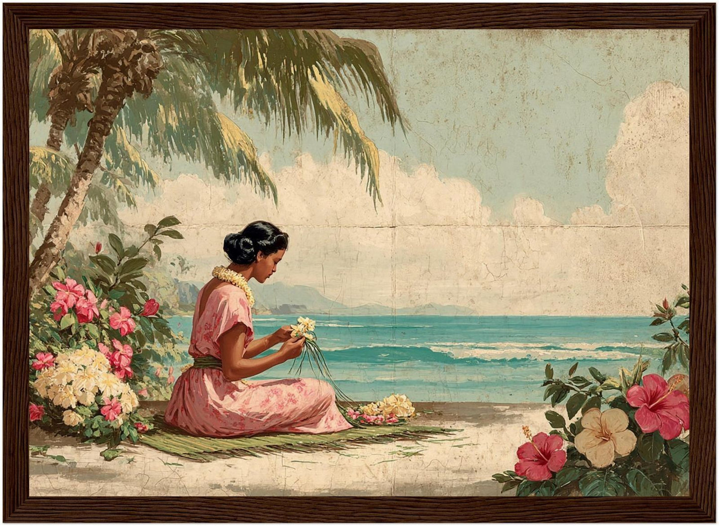 Lei Prayers and Memories of the Sea Hawaiian Art Wall Hanging Interior