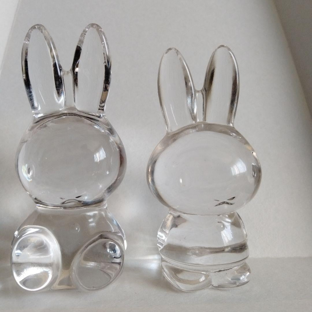 Ultra-Rare Vintage Miffy Glass Figurines (2-Piece Set) Paperweights