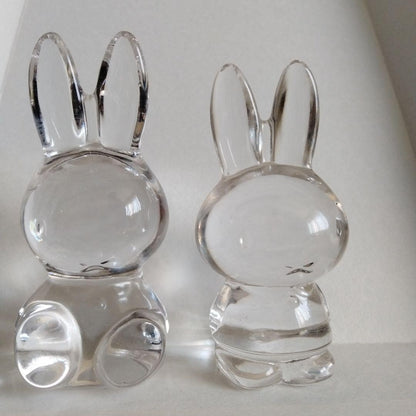 Ultra-Rare Vintage Miffy Glass Figurines (2-Piece Set) Paperweights