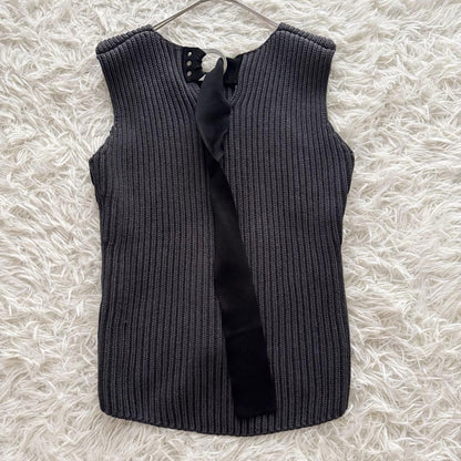 Celine Phoebe Era Sleeveless Knit Sweater Thick Gray Size M Women