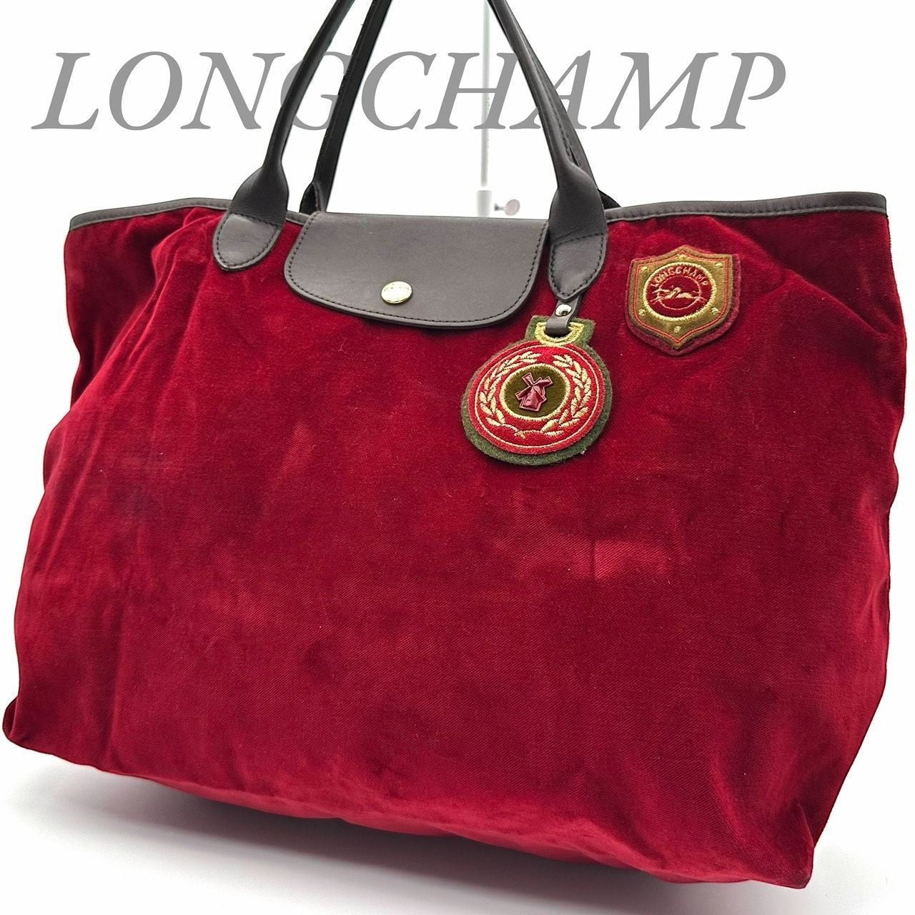 Rare Longchamp Velvet Tote Bag Bordeaux A4 Compatible 5aGood condition