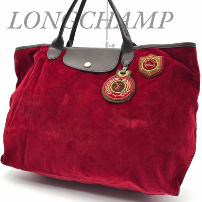 Rare Longchamp Velvet Tote Bag Bordeaux A4 Compatible 5aGood condition