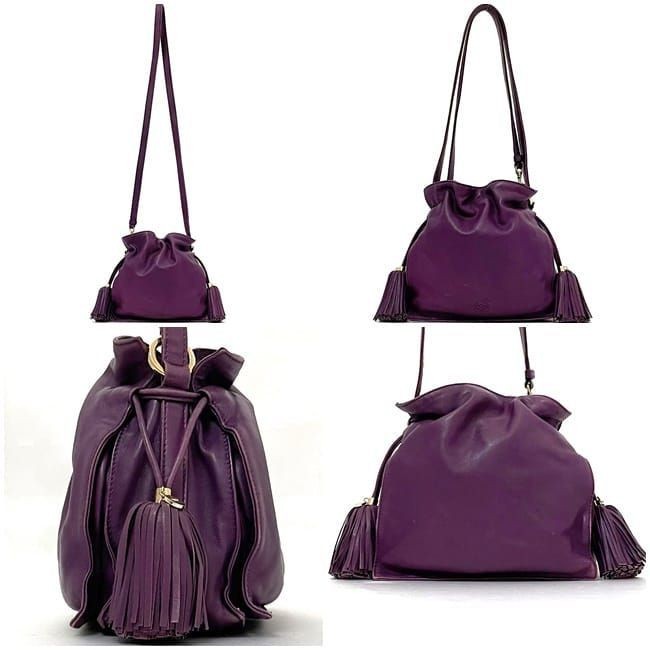 LOEWE Flamenco 30 Shoulder Bag Tassel Handbag Purple