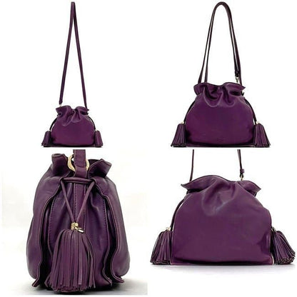 LOEWE Flamenco 30 Shoulder Bag Tassel Handbag Purple