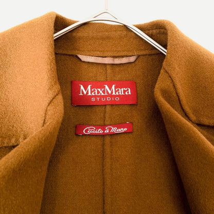 MaxMara Cucito A Mano Cashmere Silk Long Coat Camel Size 40