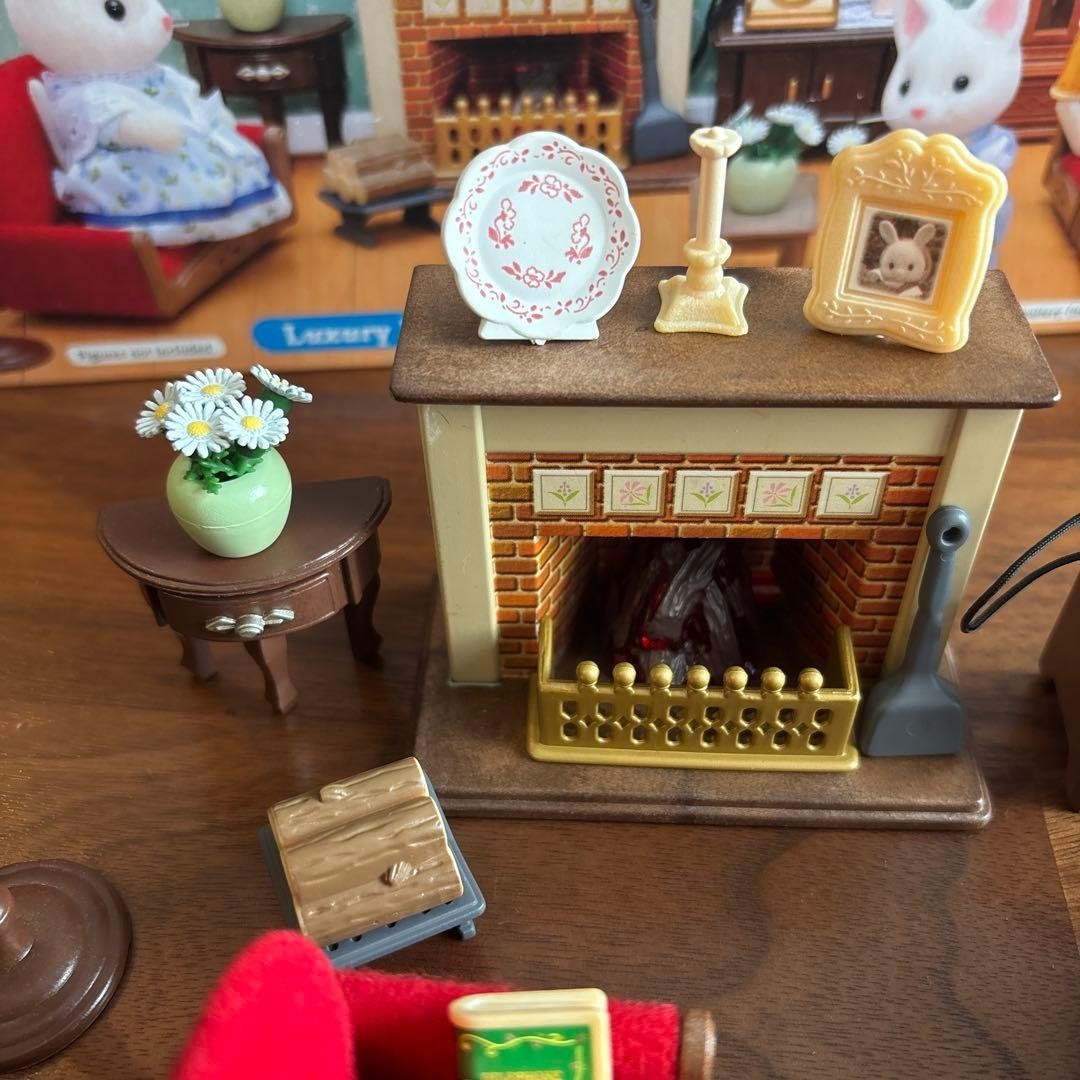 Sylvanian Families Luxury Living Room Set Dollhouse Toy Vintage Retro Rare