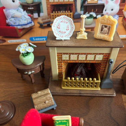 Sylvanian Families Luxury Living Room Set Dollhouse Toy Vintage Retro Rare