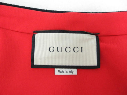 GUCCI Dress S Red Frill Jersey Ribbon 95.5cm Length Pre-Owned