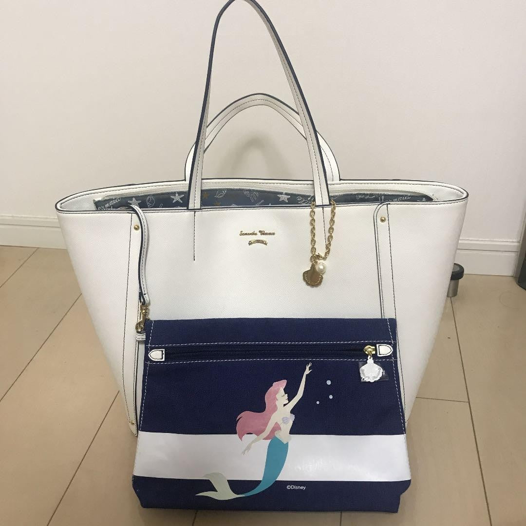 Disney Samantha Thavasa Little Mermaid Handbag Tote Bag & Pouch Excellent JAPAN