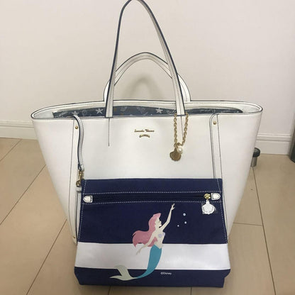 Disney Samantha Thavasa Little Mermaid Handbag Tote Bag & Pouch Excellent JAPAN