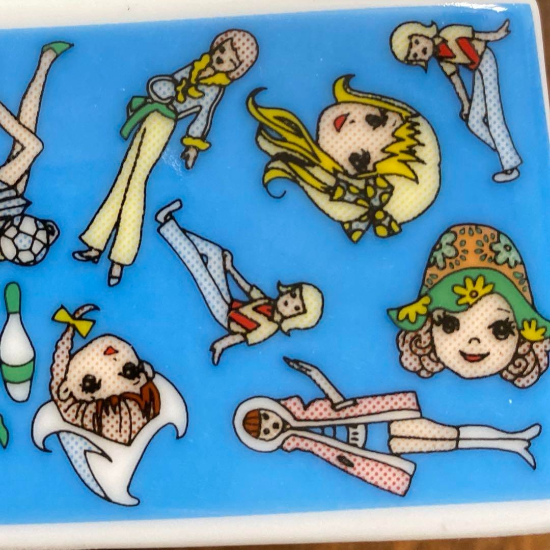 Retro Girl Cartoon Doll Ashtray with Accessories 1990s Vintage Used