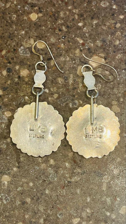 Vintage Larry Moses Begay Native American Sterling Silver Earrings
