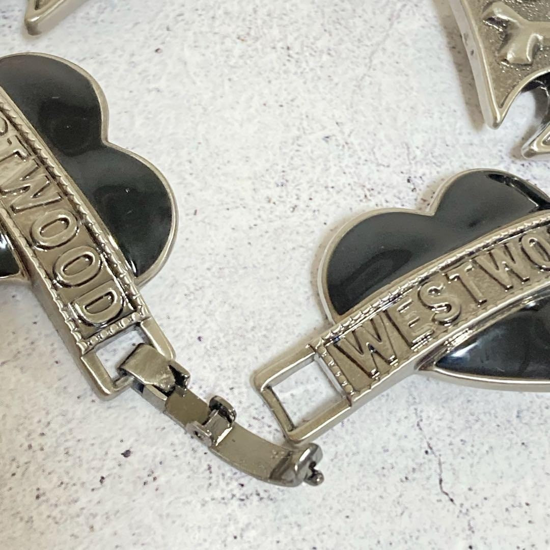 Vivienne Westwood Logo Heart Bracelet Silver Jewelry Japan Rare Gift