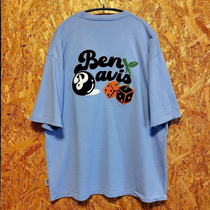 Ben Davis Embroidery 8 Ball Dice Cherry T-Shirt XL Blue Grey Japan