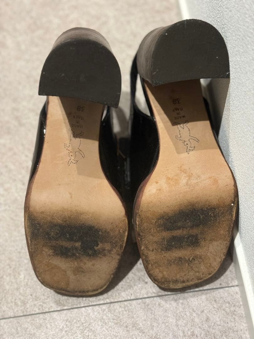 Auth MARNI fringe sandals Shoes Size EU 38 US8 Leather Black White Logo Women