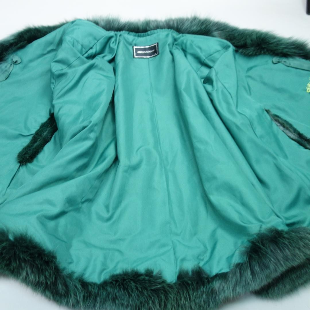 Mitsukoshi Mink Fur Poncho Coat Jacket Dyed Green Medium Elegant M Winter