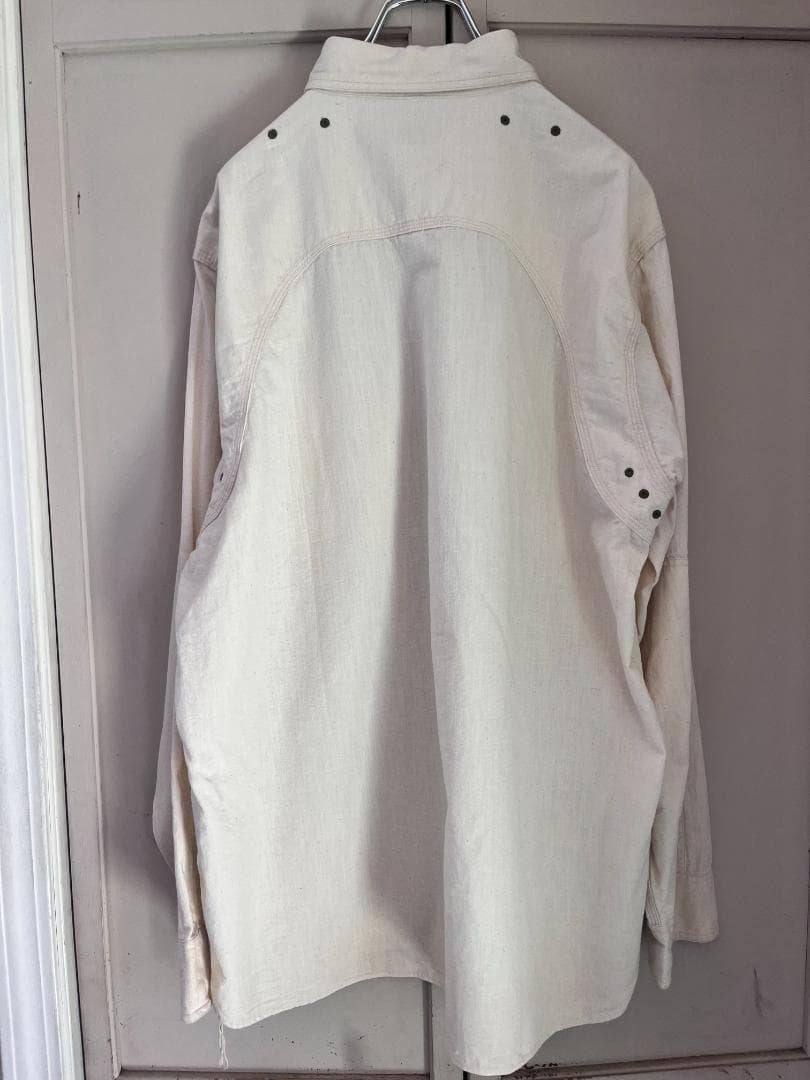 SUGAR CANE 5oz Chambray Work Shirt Size XL White Double Shoulder Rare Japan