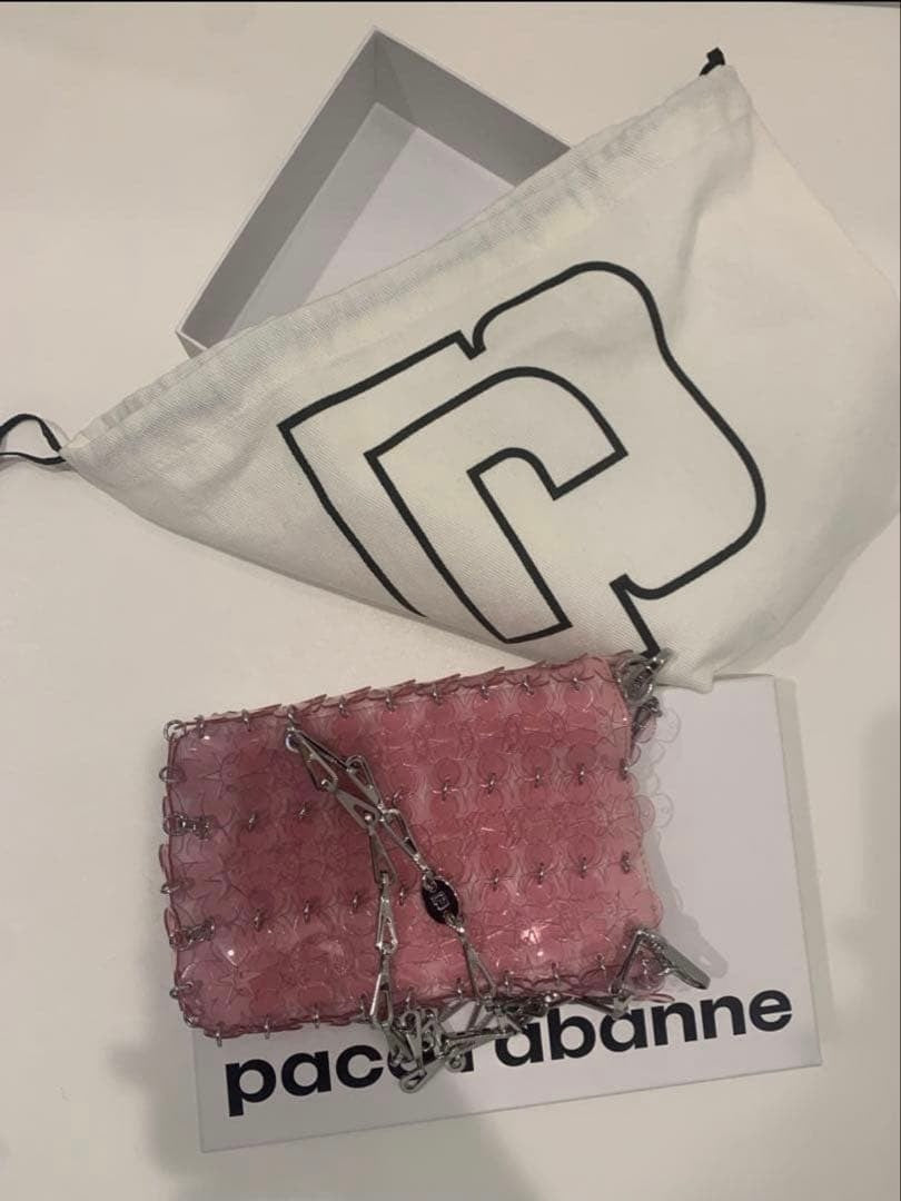 Paco Rabanne shoulder bag with chain, pink Women's Auth