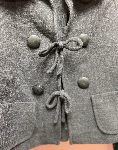 BLUGIRL Blumarine Gray Ribbon Jacket Size M Italian Made Shoulder width: 40 cm