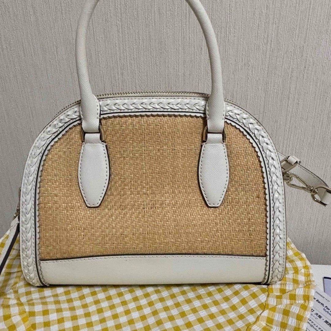 Kate Spade White Basket Summer Shoulder Bag